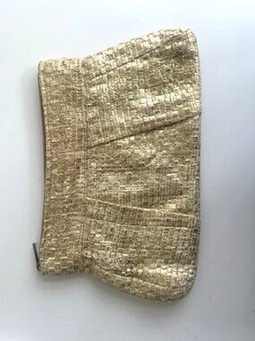Muche Et Muchette Gold Woven Fabric Clutch Handbag